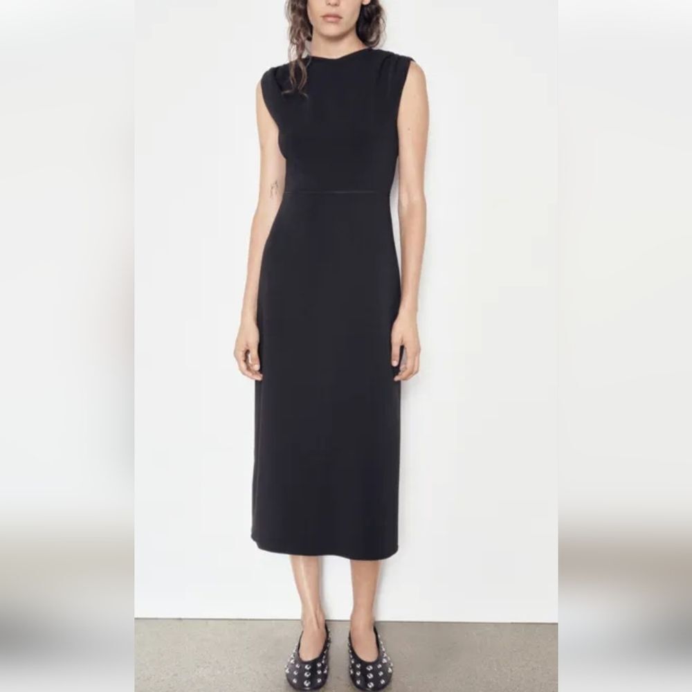 Zara Black WOOL Midi Dress